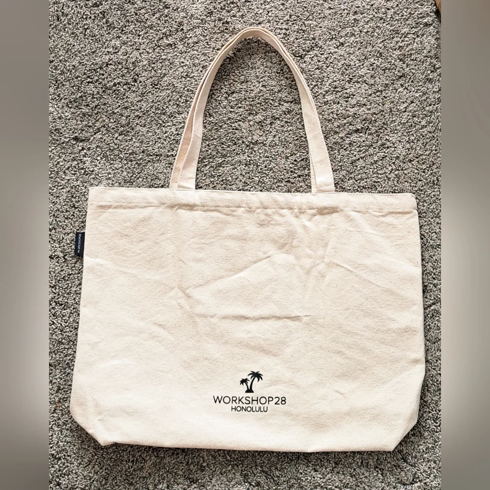 Workshop 28 No. 50 ALOHA Canvas Tote Bag, Cream/Black, Made In Hawai'i, NWOT - Picture 2 of 4